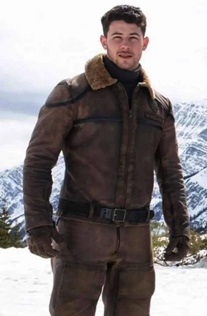 Seaplane McDonough Jumanji Nick Jonas Brown Shearling Jacket jumanji-the-next-level-nick-jonas-jacket