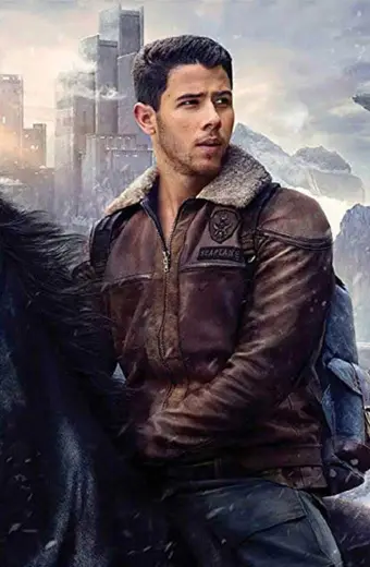 Jumanji Seaplane McDonough Nick Jonas Brown Shearling Jacket