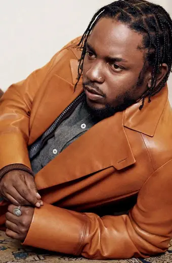Casual Kendrick Lamar GQ Mens Brown Leather Trench Blazer
