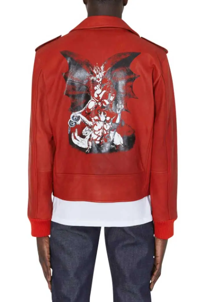 Casual Mens Kid Cudi APC Street Style Biker Red Leather Jacket apc-kid-cudi-red-leather-jacket