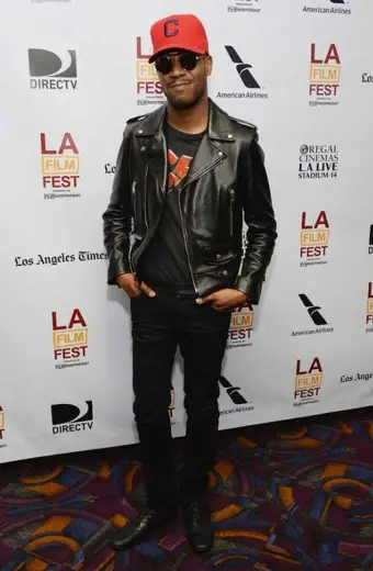 Mens Casual Kid Cudi LA Film Fest Biker Black Leather Jacket la-film-festival-kid-cudi-jacket