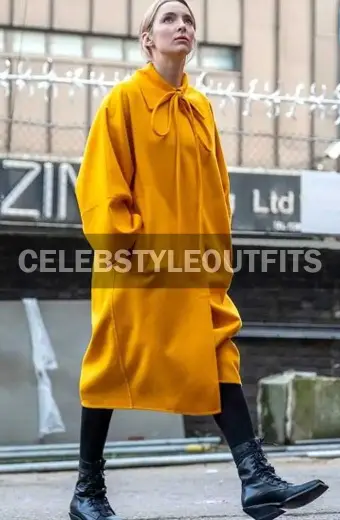 Villanelle Killing Eve TV Series Jodie Comer Yellow Wool Coat