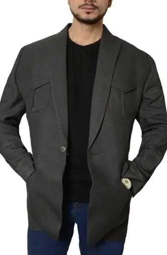 Jeff Bridges Kingsman Grey Wool Blazer kingsman-agent-champagne-blazer