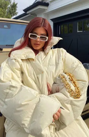 Kylie Jenner White Bomber Parachute Puffer Quilted Jacket kylie-jenner-bomber-jacket