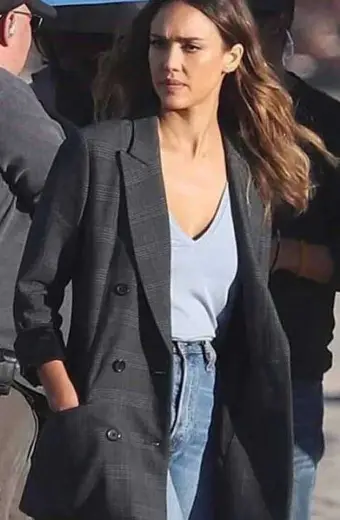 Nancy McKenna LAs Finest Jessica Alba Grey Trench Blazer