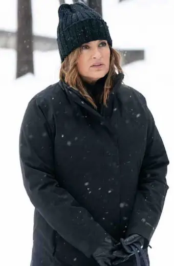 Olivia Benson Law And Order Mariska Hargitay Black Cotton Coat mariska-hargitay-law-order-organized-crime-coat