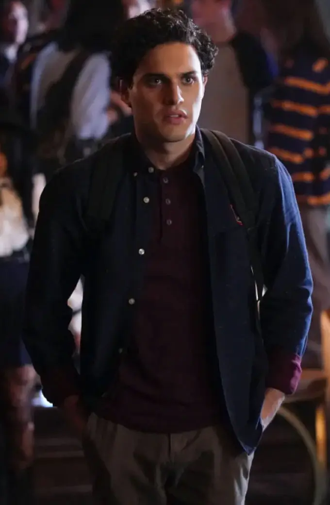 Aria Shahghasemi Landon Kirby Legacies Blue Cotton Jacket landan-legacies-aria-blue-jacket