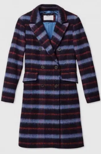 Lizzie Saltzman Legacies Jenny Boyd Burgundy Plaid Wool Coat