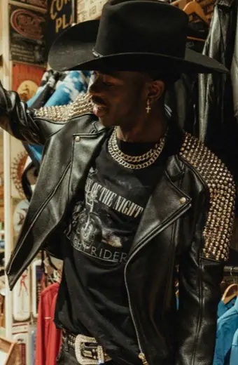 Lil Nas X Hypebeast Cowboy Studded Black Leather Jacket