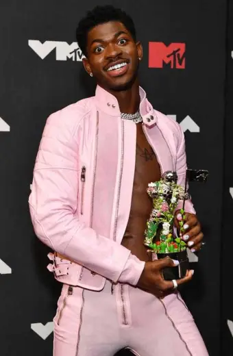 MTV Awards Lil Nas X Mens Casual Pink Biker Cotton Jacket