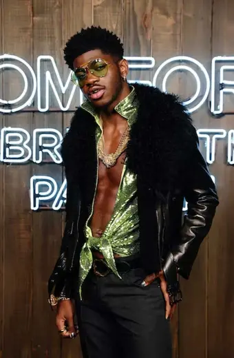 Mens Tom Ford Parfum Lil Nas X Casual Black Leather Fur Jacket