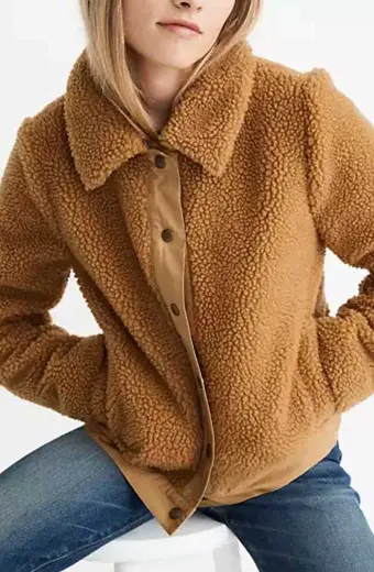 Darby Carter Anna Kendrick Love Life Brown Sherpa Jacket