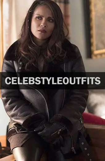 Lucifer Lesley-Ann Brandt Mazikeen Black Shearling Jacket