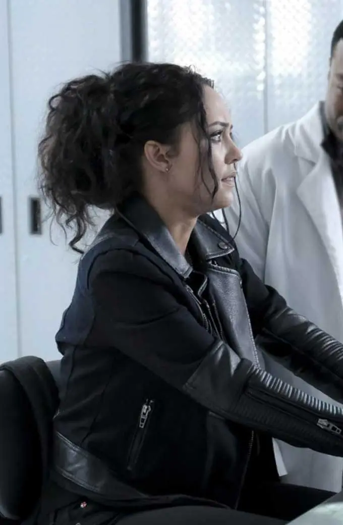 MacGyver Riley Davis Tristin Mays Biker Black Wool Jacket macgyver-tristin-mays-jacket