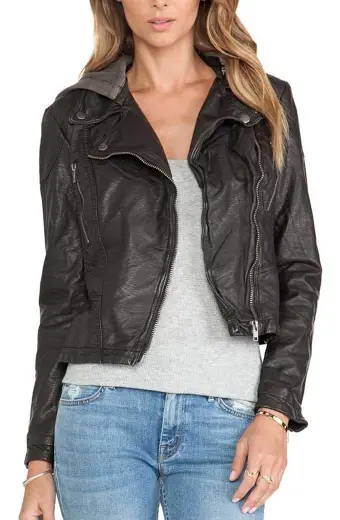 Riley Davis Tristin Mays Macgyver Hooded Black Leather Jacket