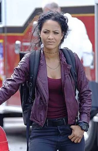 Riley Davis Tristin Mays MacGyver Maroon Leather Jacket