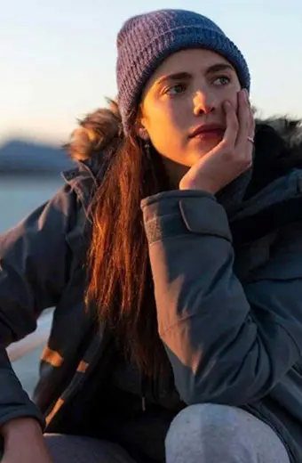 Margaret Qualley Alex Maid Grey Cotton Fur Hooded Parka