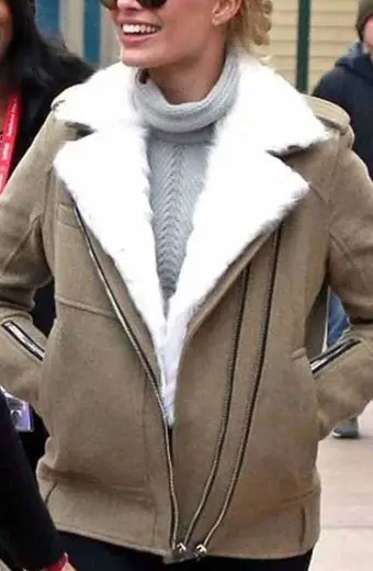 Margot Robbie Casual Womens Street Style Asymmetrical Jacket