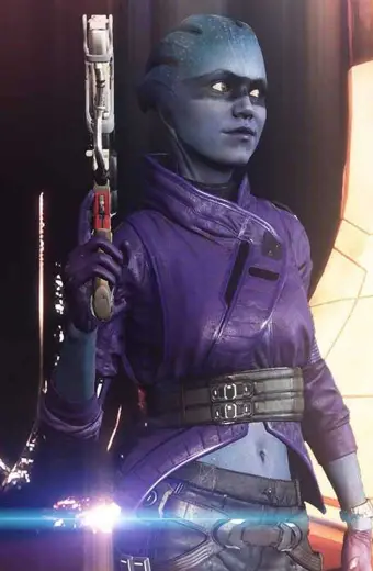 Mass Effect Pelessaria BSayle Purple Cosplay Leather Jacket