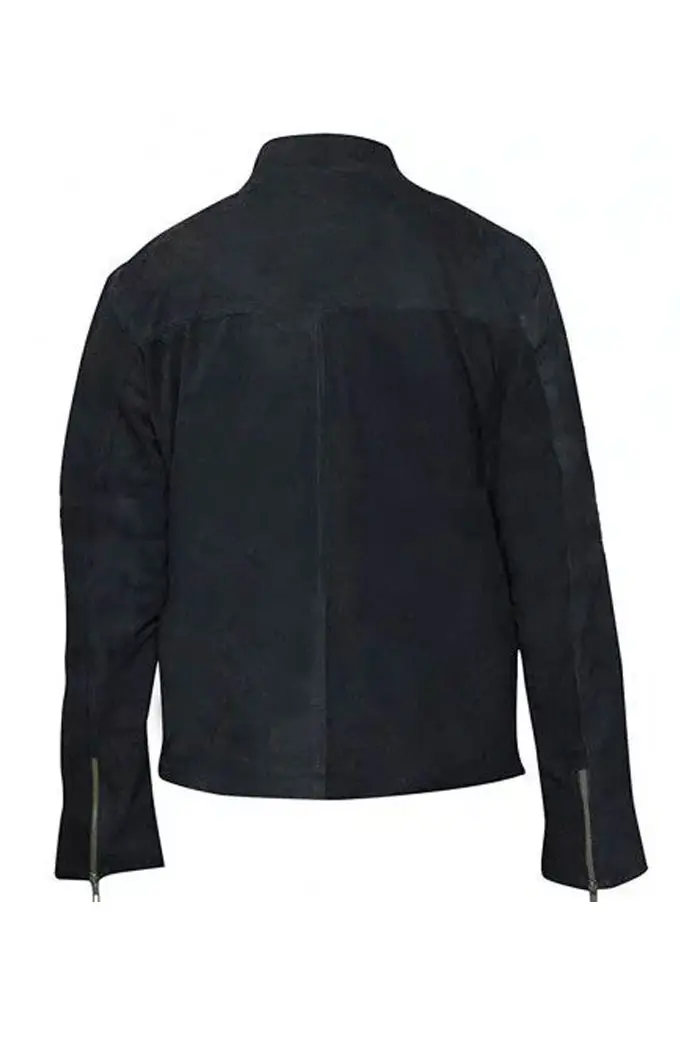 Bourne Ultimatum Matt Damon Jason Bourne Biker Suede Jacket the-bourne-matt-damon-black-jacket