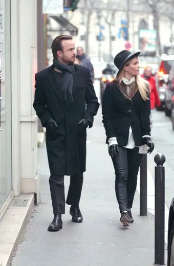 Mens Paris Aaron Paul Street Style Long Black Wool Trench Coat aaron-paul-paris-coat