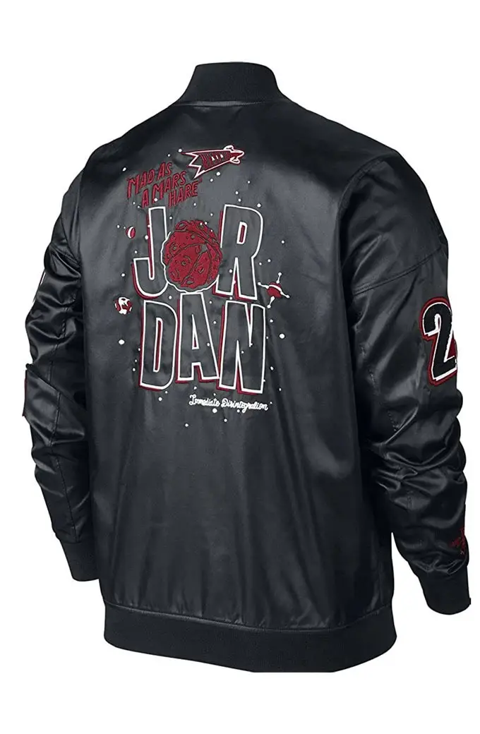 Air Jordan Marvin The Martian Black Leather Jacket marvin-the-martian-air-jordan-black-jacket