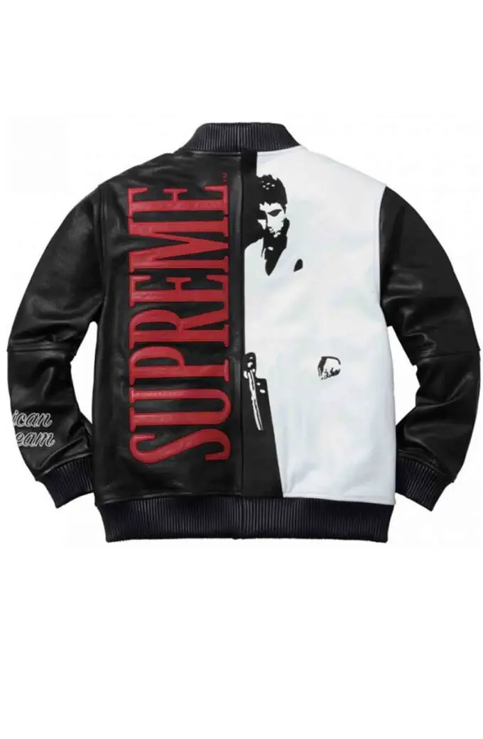 Tony Montana Scarface Al Pacino Bomber Black Leather Jacket al-pacino-tony-montana-scarface-jacket