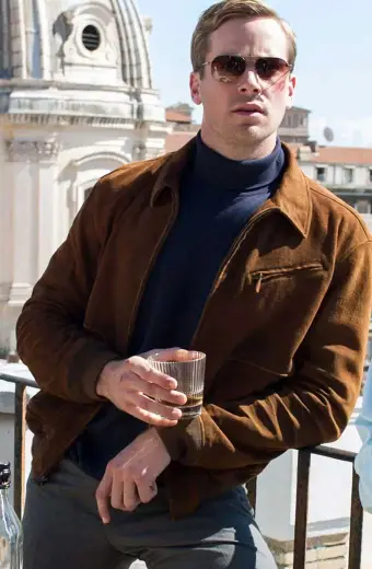 The Man From Uncle Armie Hammer Suede Bomber Jacket