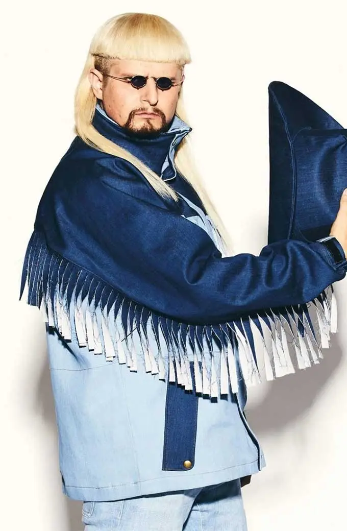 Cowboys Dont Cry Oliver Tree Mens Fringe Blue Cotton Jacket oliver-tree-cowboys-dont-cry-fringe-jacket