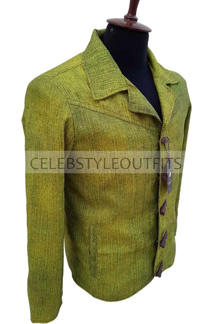 Django Unchained Jamie Foxx Green Cotton Toggle Closure Coat jamie-foxx-django-unchained-coat