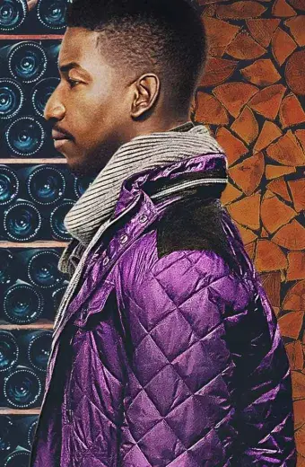 Elijah Uncorked Mamoudou Athie Purple Quilted Jacket