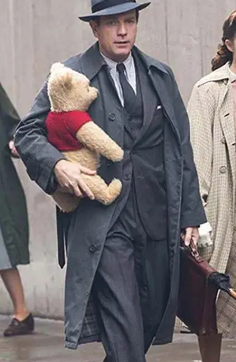 Christopher Robin Ewan McGregor Grey Cotton Long Trench Coat