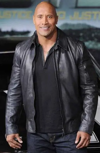 Dwayne Johnson Faster Driver The Rock Black Leather Jacket