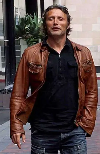 Mads Mikkelsen Hannibal TV Series Bomber Brown Leather Jacket