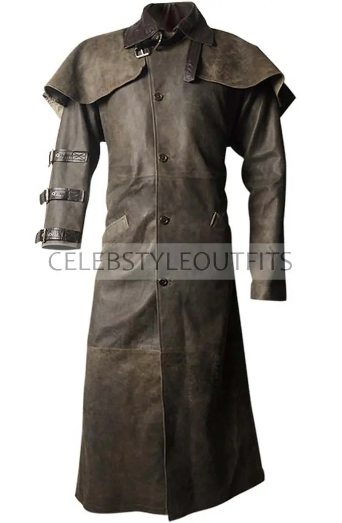 Ron Perlman Hellboy Cosplay Brown Cotton Long Trench Coat hellboy-ron-perlman-brown-leather-trench-coat