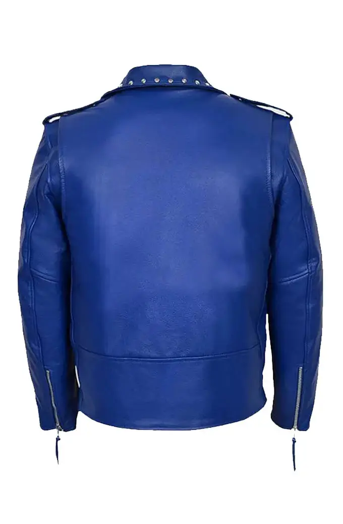 Jared Leto Thirty Seconds to Mars Biker Blue Leather Jacket thirty-seconds-to-mars-jared-leto-jacket