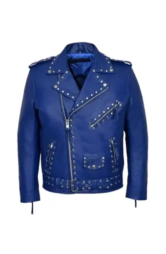 Jared Leto Thirty Seconds to Mars Blue Leather Biker Jacket