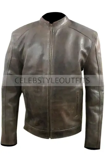 Jason Bourne Matt Damon Mens Bomber Brown Leather Jacket