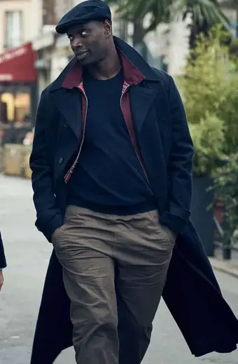 Assane Diop Omar Sy Lupin TV Show Black Wool Long Trench Coat