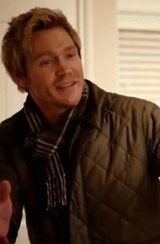 Paul Barnett Too Close For Christmas Grey Quilted Satin Jacket chad-michael-murray-too-close-for-christmas-jacket