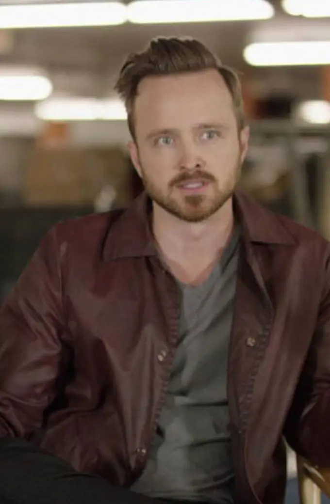 Central Intelligence Phil Aaron Paul Maroon Leather Jacket aaron-paul-phil-central-intelligence-jacket