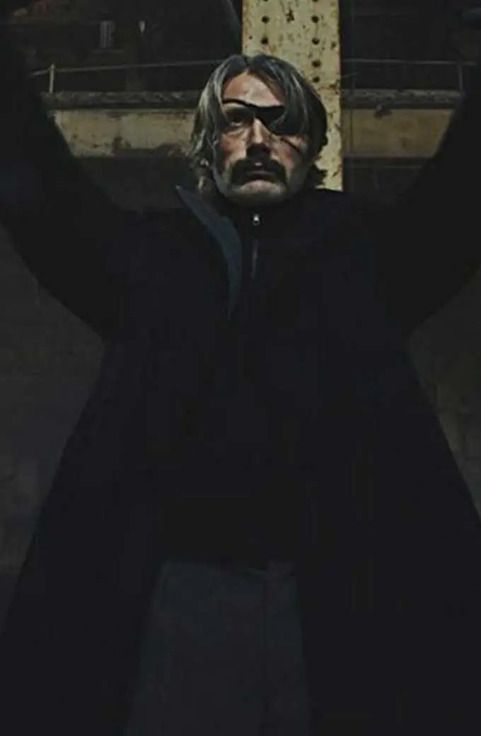 Polar Duncan Vizla Mads Mikkelsen Black Wool Trench Coat mads-mikkelsen-polar-coat