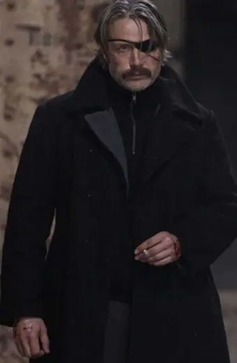 Duncan Vizla Mads Mikkelsen Polar Black Wool Trench Coat