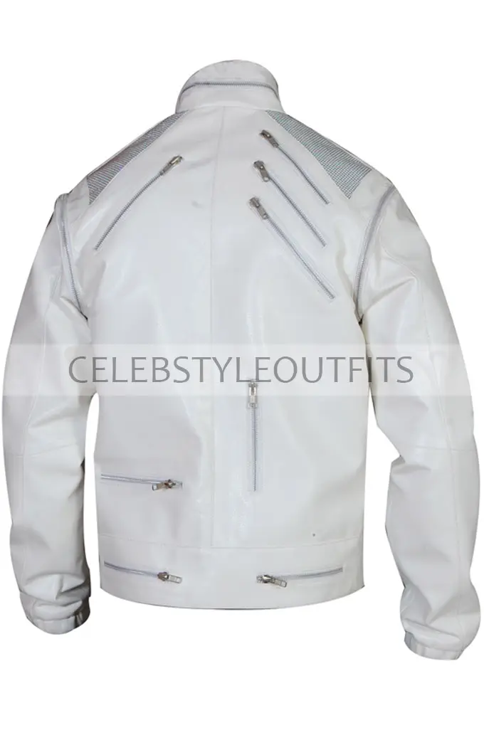 Mens Beat it Song Michael Jackson White Biker Leather Jacket michael-jackson-beat-it-white-jacket
