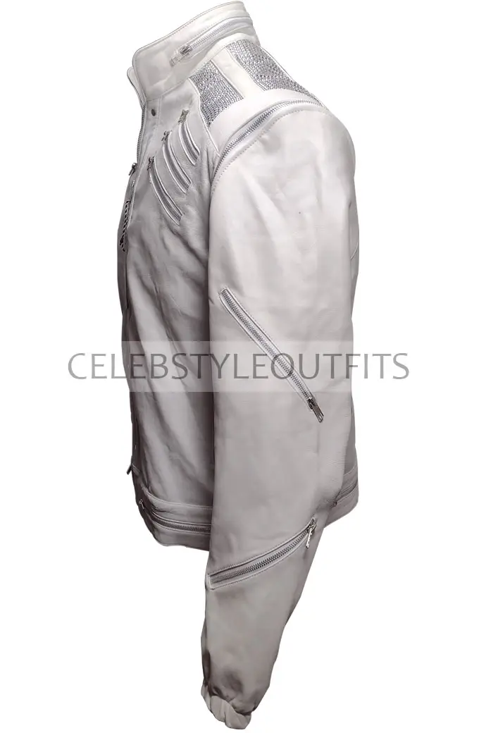 Mens Beat it Song Michael Jackson White Biker Leather Jacket michael-jackson-beat-it-white-jacket