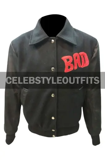 Michael Jackson Bad Album World Tour Black Bomber Wool Jacket