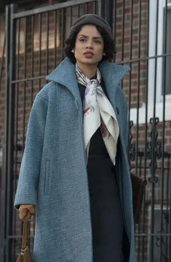 Gugu Mbatha-Raw Motherless Brooklyn Laura Rose Blue Long Coat