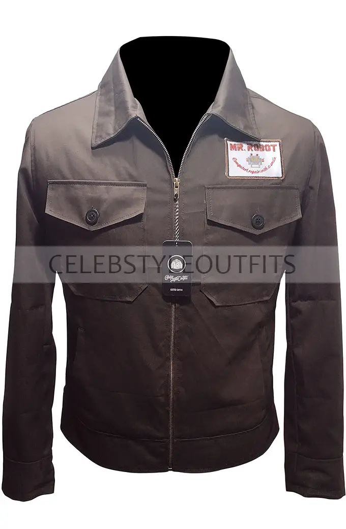 Mens Christian Slater Mr Robot Bomber Brown Cotton Jacket mr-robot-christian-slater-jacket