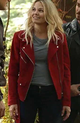 Once Upon a Time Jennifer Morrison Emma Swan Red Suede Jacket
