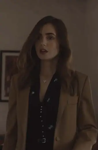 Lily Collins British Actress Windfall Wife Brown Wool Blazer